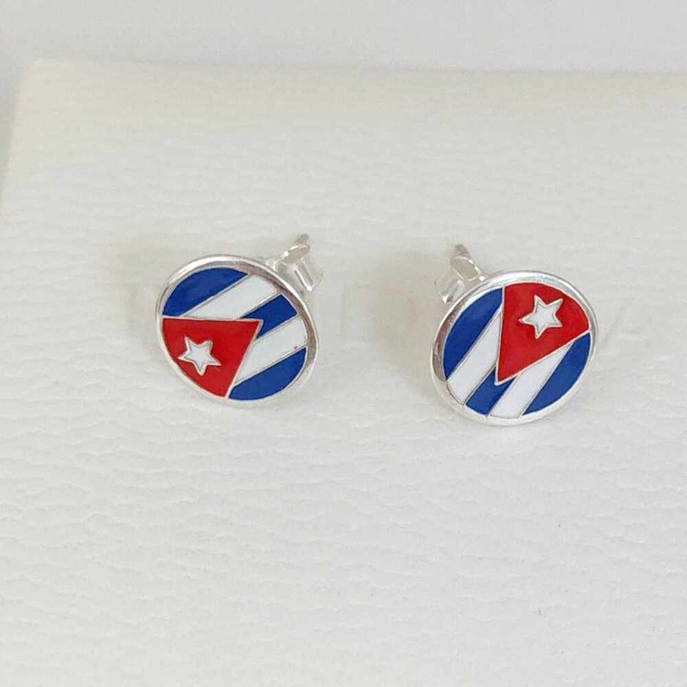 Cuba Flag Earring Women Jewelry Stud Earrings S925 Sterling Silver